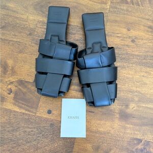 48% off! KHAITE Black Women's Perry Square Toe Slide Sandal